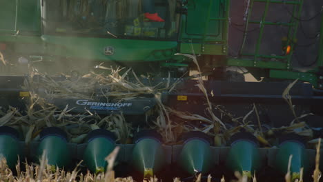 combine harvester, sunny day, slow motion