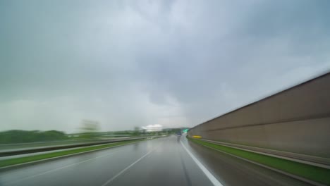 a drive on the prague ring in the rain