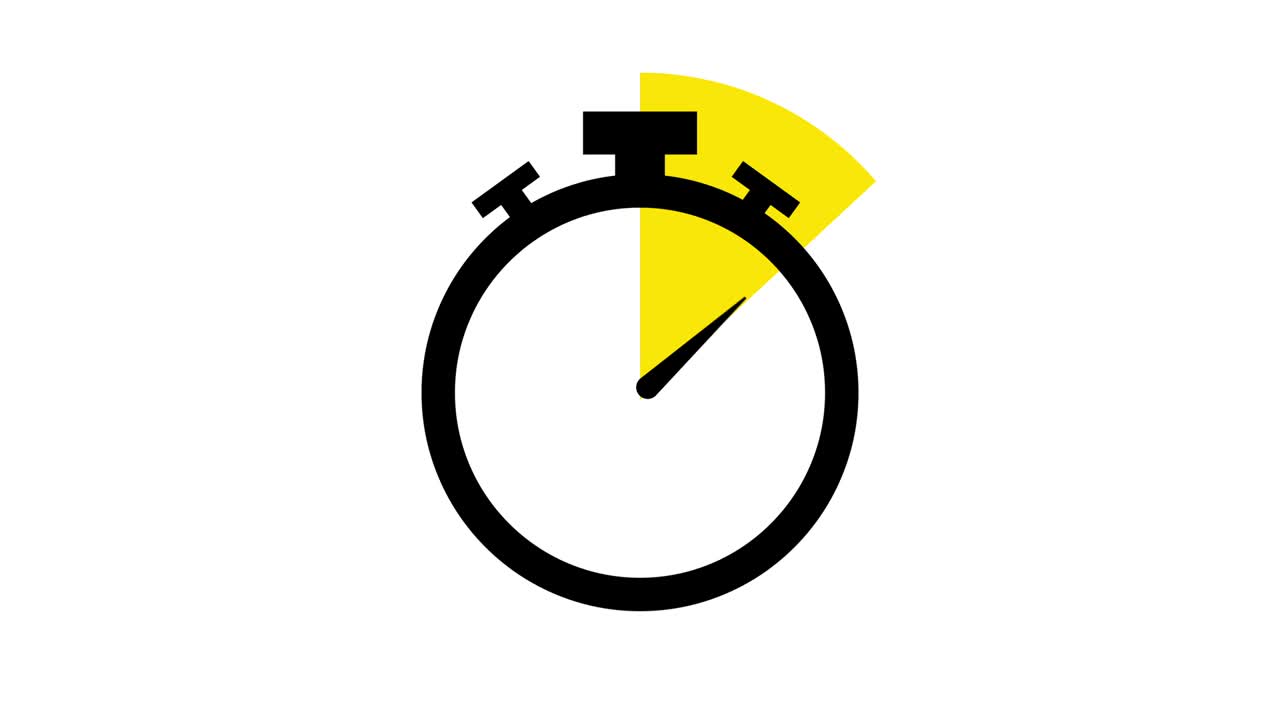 Stopwatch flat animation icon design moving arrows on white background.