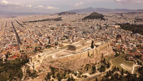 Drohnenaufnahmen-Der-Stadt-Und-Der-Akropolis-Von-Athen