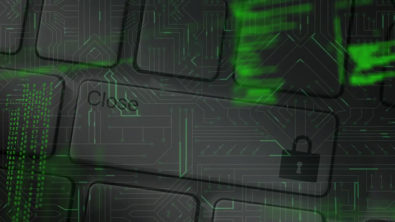 animación de llave cerrada con candado de seguridad y procesamiento de datos en segundo plano