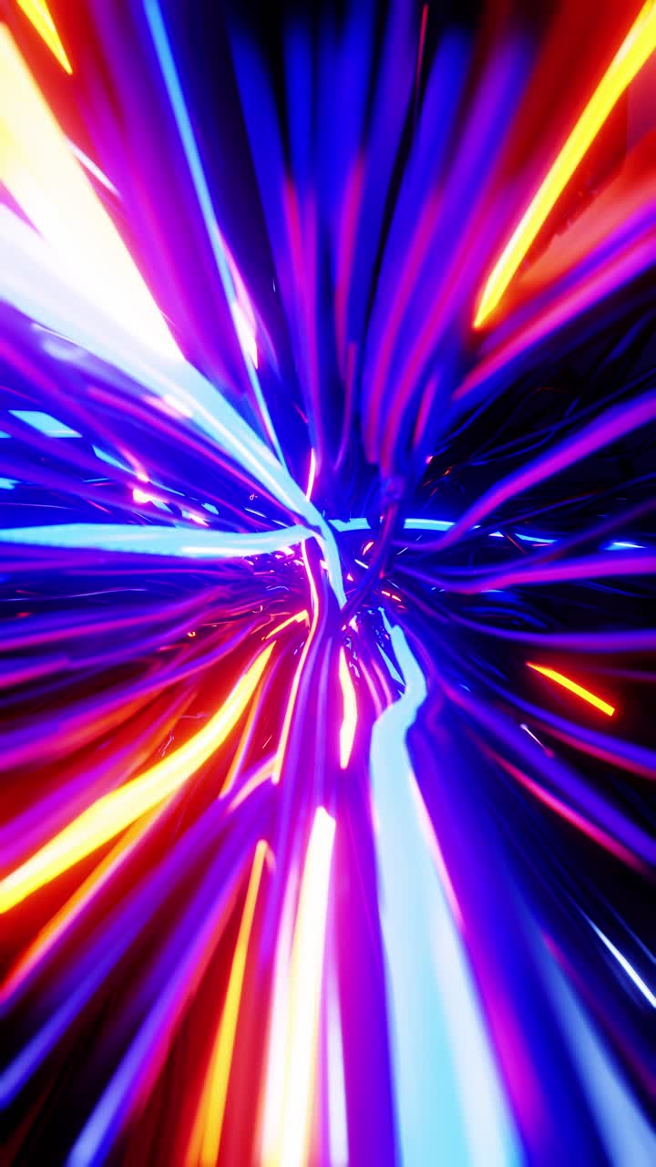 volando a través de una maraña de cables coloridos. video en bucle vertical