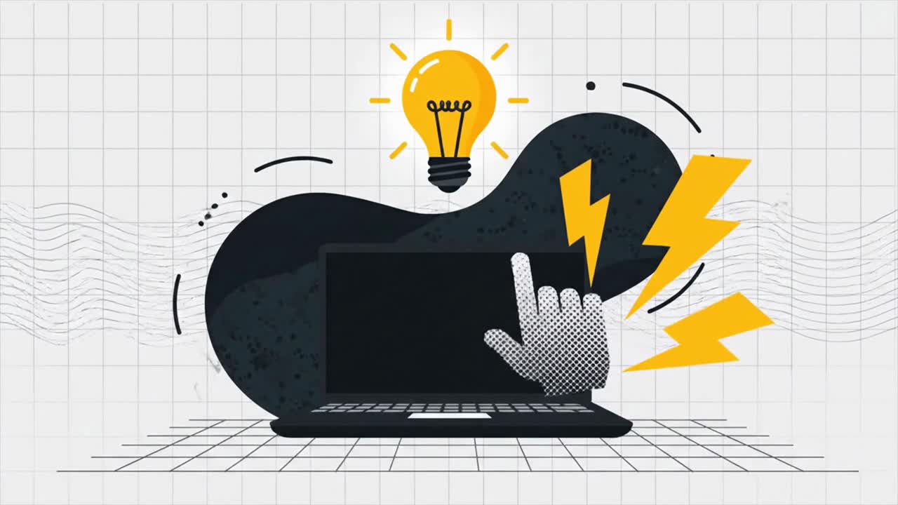 Digital Innovation Concept with Laptop Lightbulb and Clickable Cursor