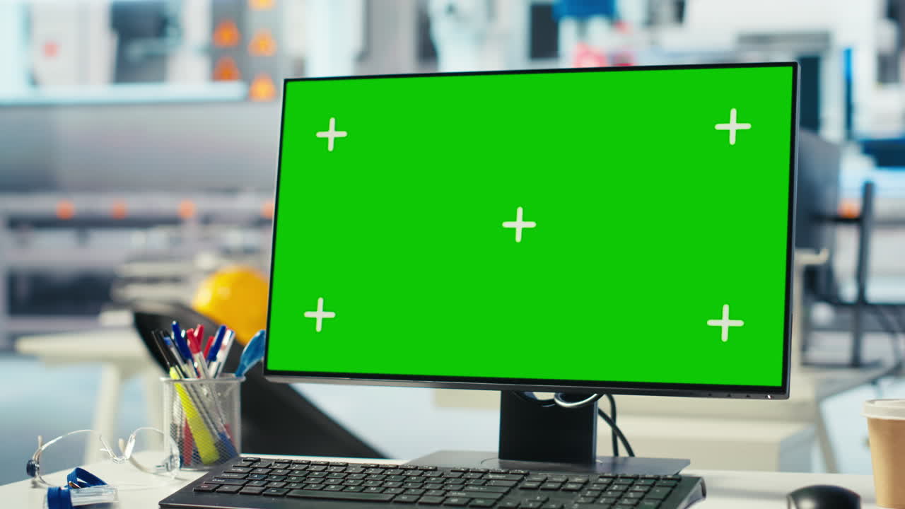 monitor de computadora de maqueta utilizado para optimizar el suministro de energía de la fábrica fotovoltaica