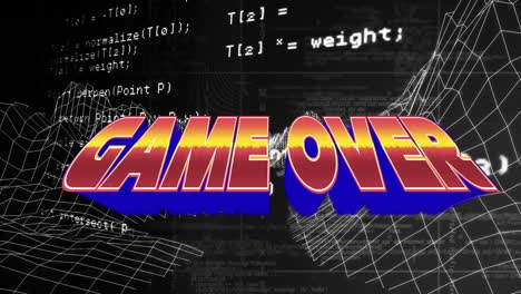 animación del final del juego y procesamiento de datos sobre el paisaje del metaverso en fondo negro