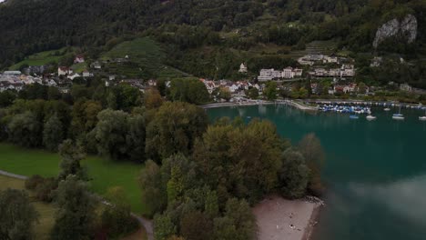 holiday houses airbnb switzerland lake walen swiss europe vacation, aerial
