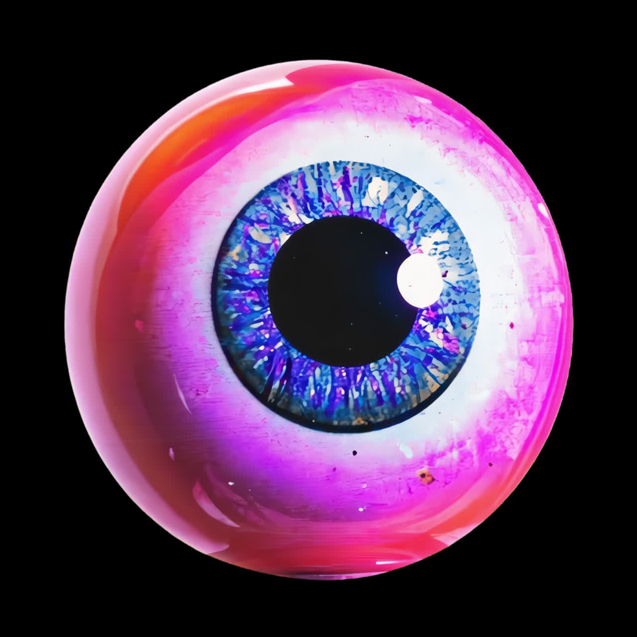 Vibrant abstract eye sphere animation isolated asset, transparent 4K video, alpha channel, ProRes
