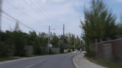 Hyperlapse-shot-filmed-from-the-backseat-of-a-golf-cart-in-Bimini,-Bahamas