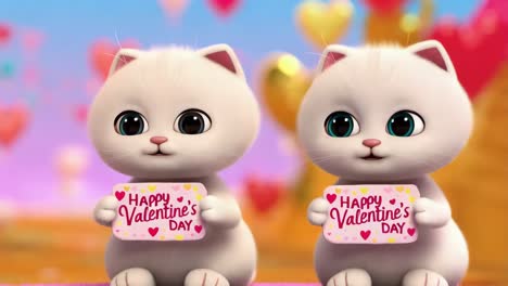 two cute cartoon cats celebrating valentine's day