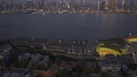 shot across the hudson river in weehawken, new jersey on a summer night