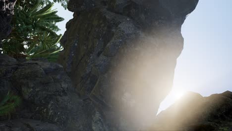 sun light inside mysterious cave