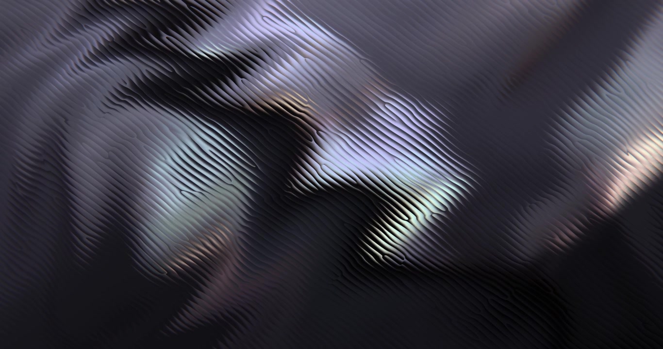 Texture astratta ondulata di metallo liquido scuro con creste riflettenti