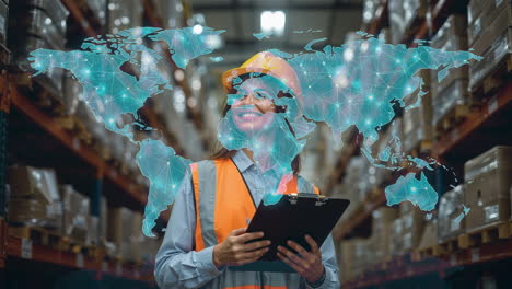 global logistics and supply chain management in a modern warehouse