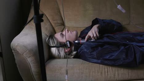 person lying on a couch