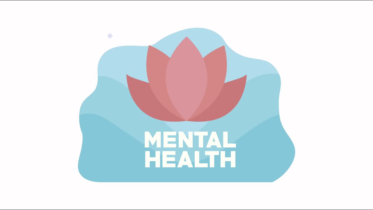 mental health lettering animation with lotus flower