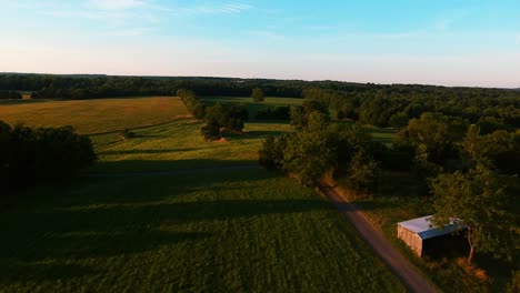 drone shot of farming fields in va