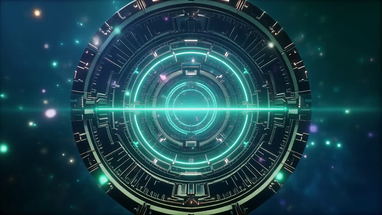Nucleo Energetico Fantascientifico Futuristico Luminoso nello Spazio