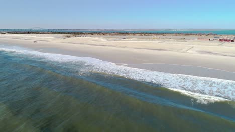 ocean waves and beach on south shore of long island in winter