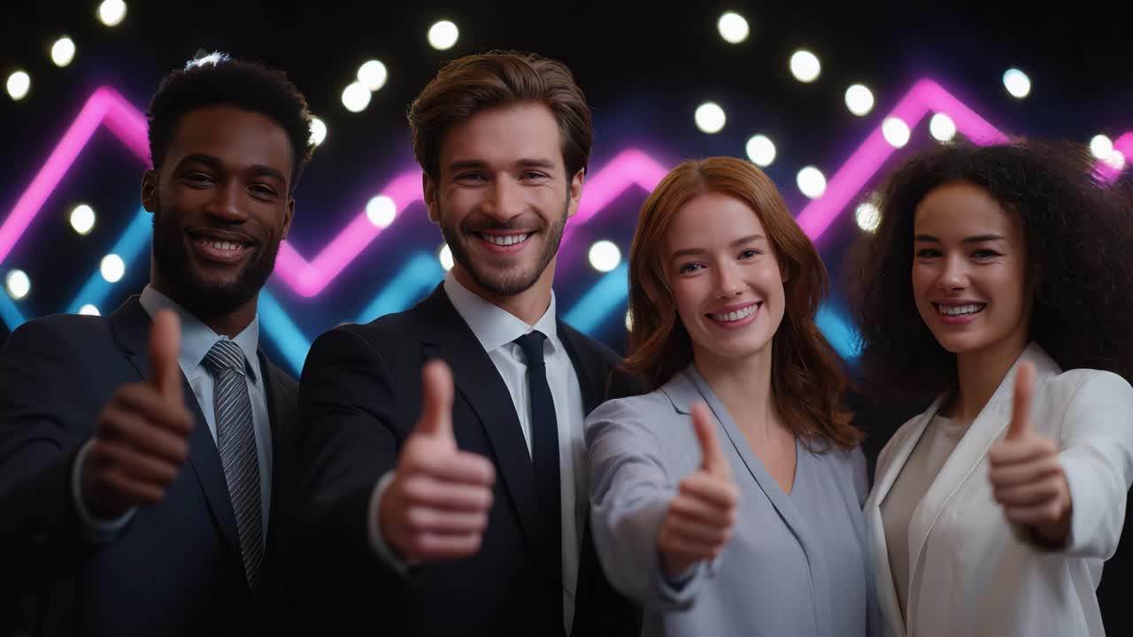 Diverse Business Team Showing Thumbs Up