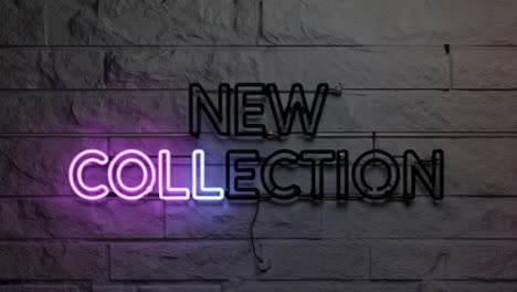 neon sign on brick wall for new collection