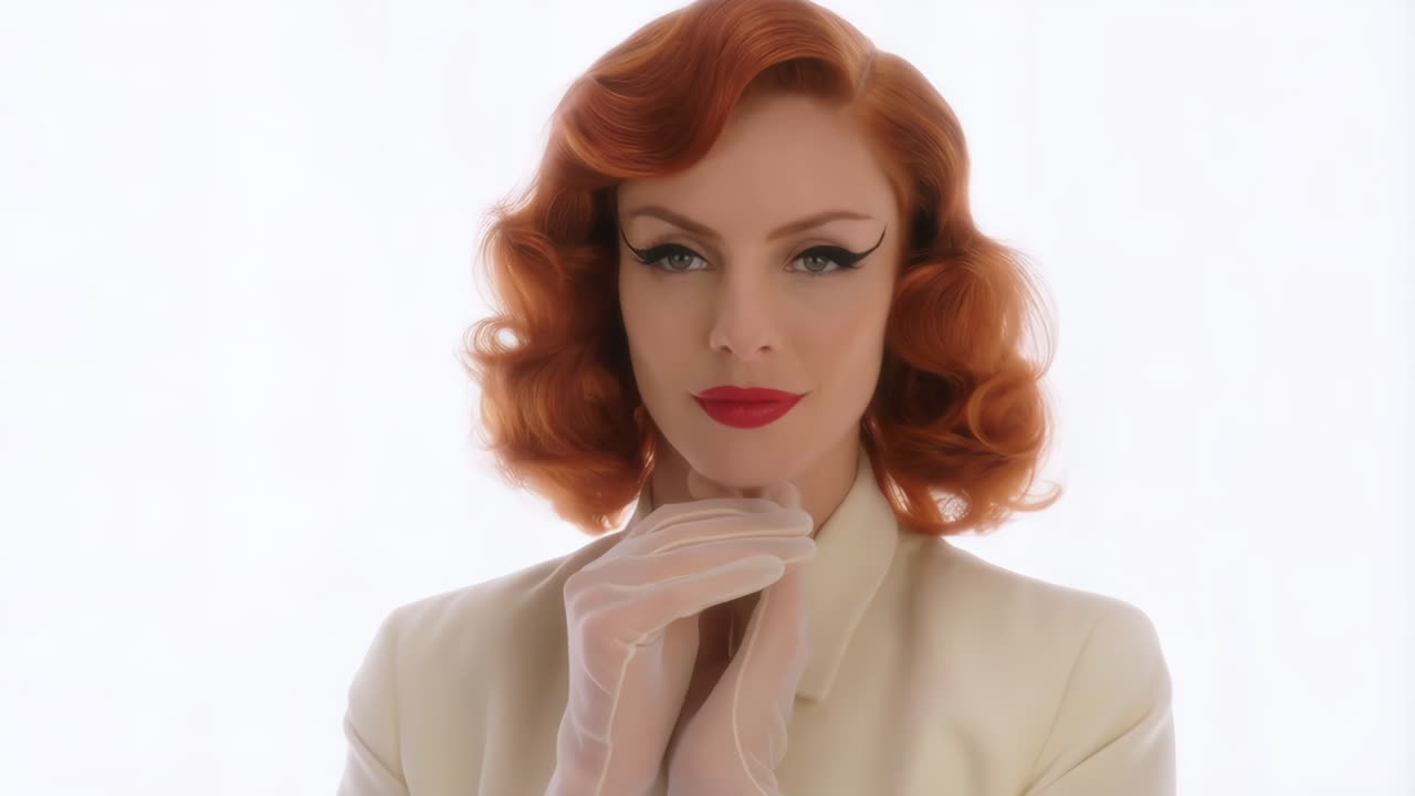 Elegant Woman with Retro Hairstyle and Makeup