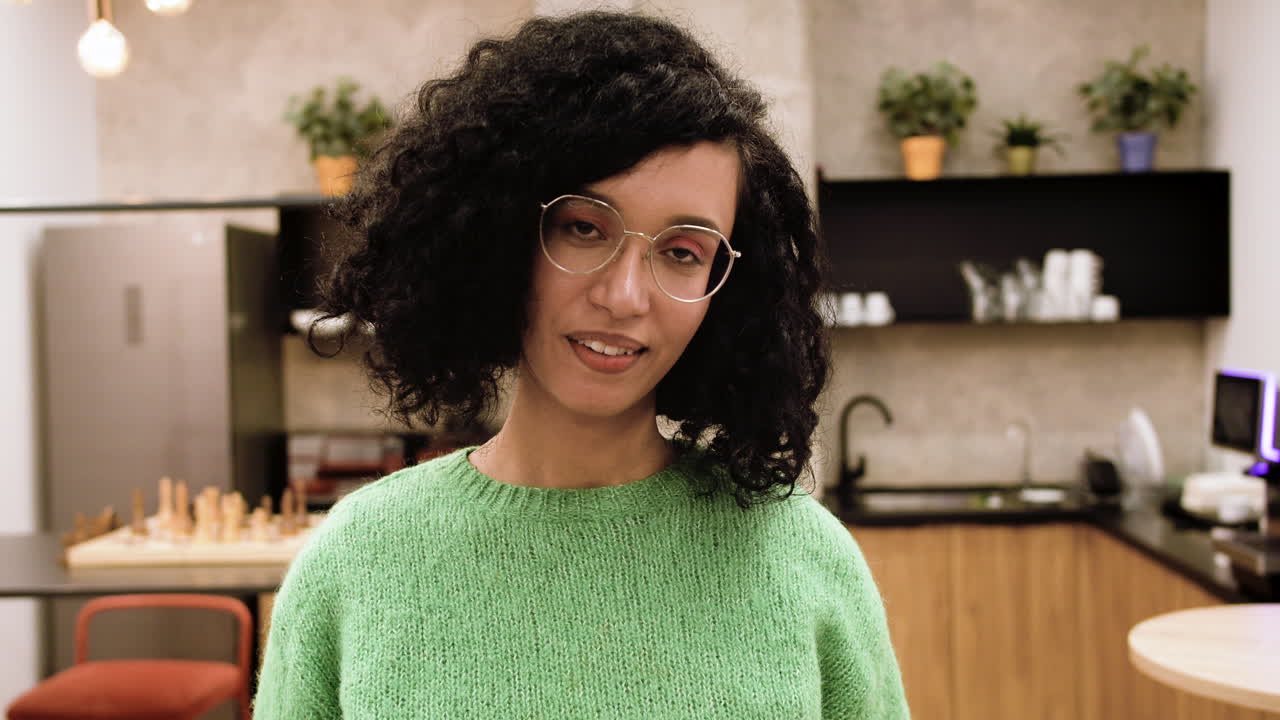 Woman posing indoors