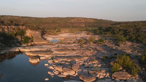 Drone-Over-River-Falls-in-Central-Texas