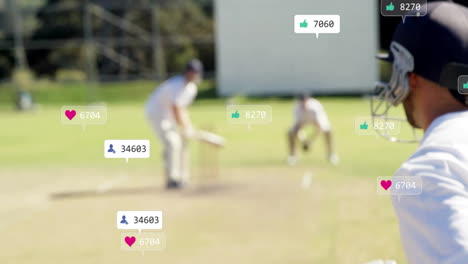 animation of digital data processing over diverse cricketers on field