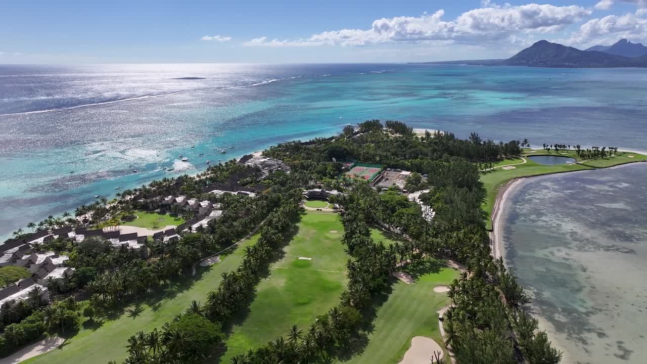 Aerial View of a Luxury Resort in Mauritius
