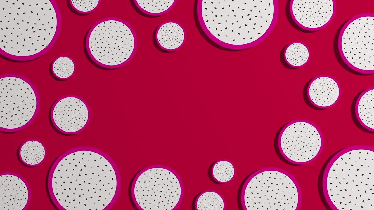 Rotating pitaya slices pattern and copy space