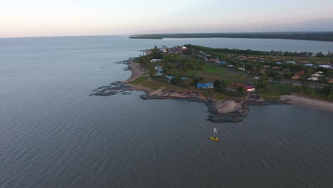 the dreyfus tower on the pointe des roches by drone view. french guiana