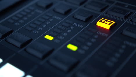 blinking led lights and shiny luminous buttons on digital studio mixer