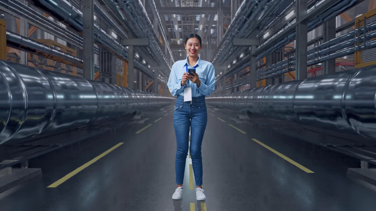 Woman in a Modern Industrial Facility