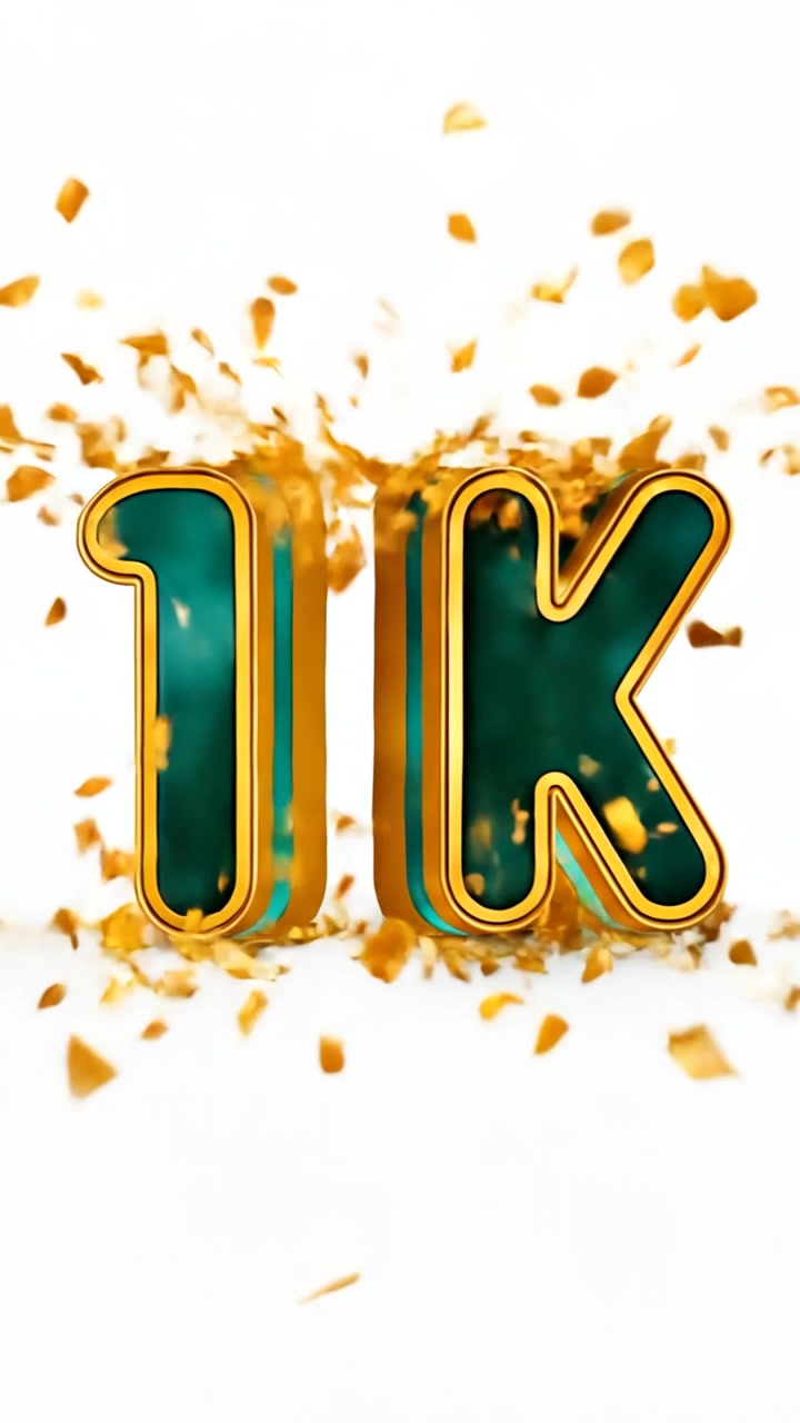 Terima Kasih 1000 Pengikut dengan Tipografi Marmer Pirus dan Aksen Mewah