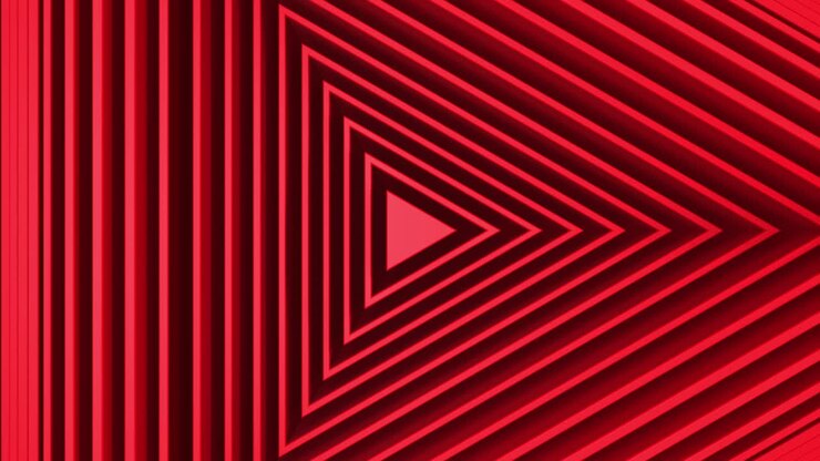 red minimalism Abstract pattern of triangles, play with the effect of displacement. White clean rings animation. Abstract background for business presentation. Seamless loop 4k youtybe.