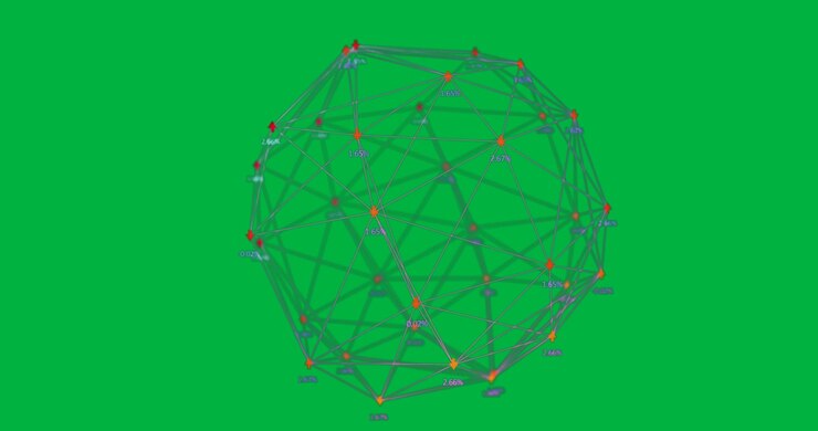 Animasjon av digitalt grensesnitt og en globus med nettverkstilkoblinger med ikoner på svart bakgrunn.
