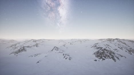 milky way above snow covered terrain