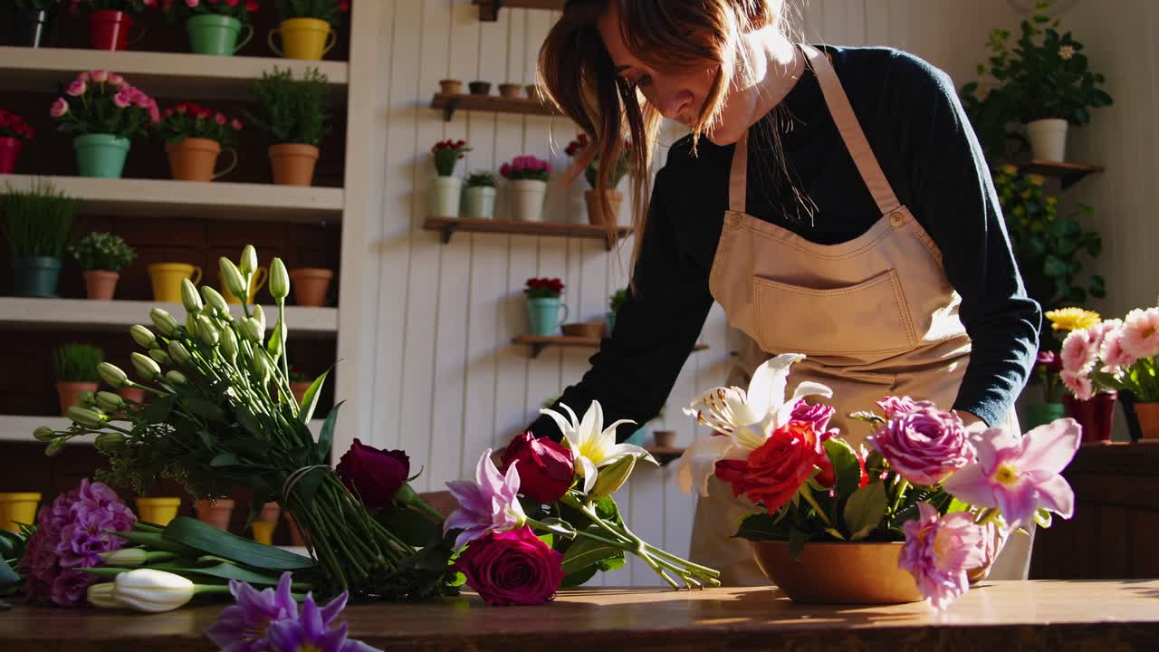 Fioraio che organizza i fiori