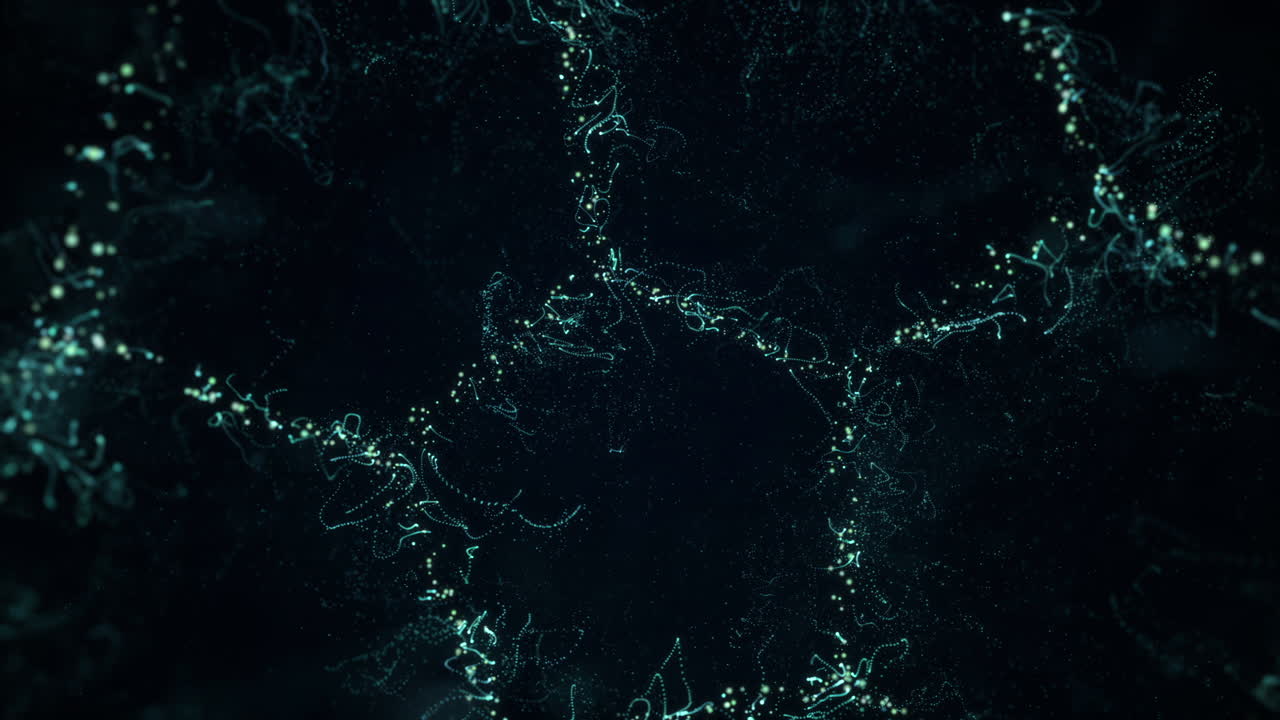 The movement of blue particles in the form of honeycombs inside