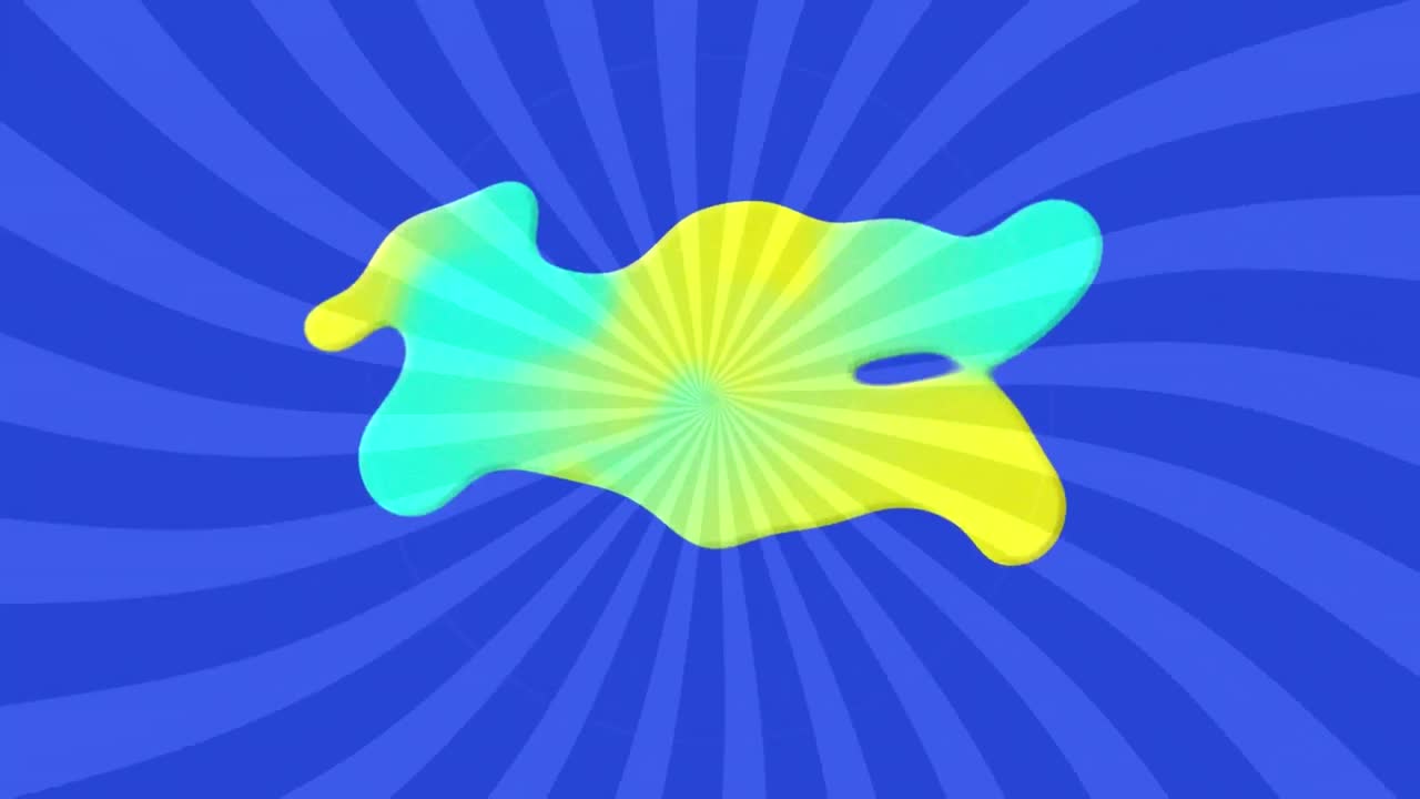 파란 바탕에 있는 선 위에 있는 초록색 모양의 애니메이션