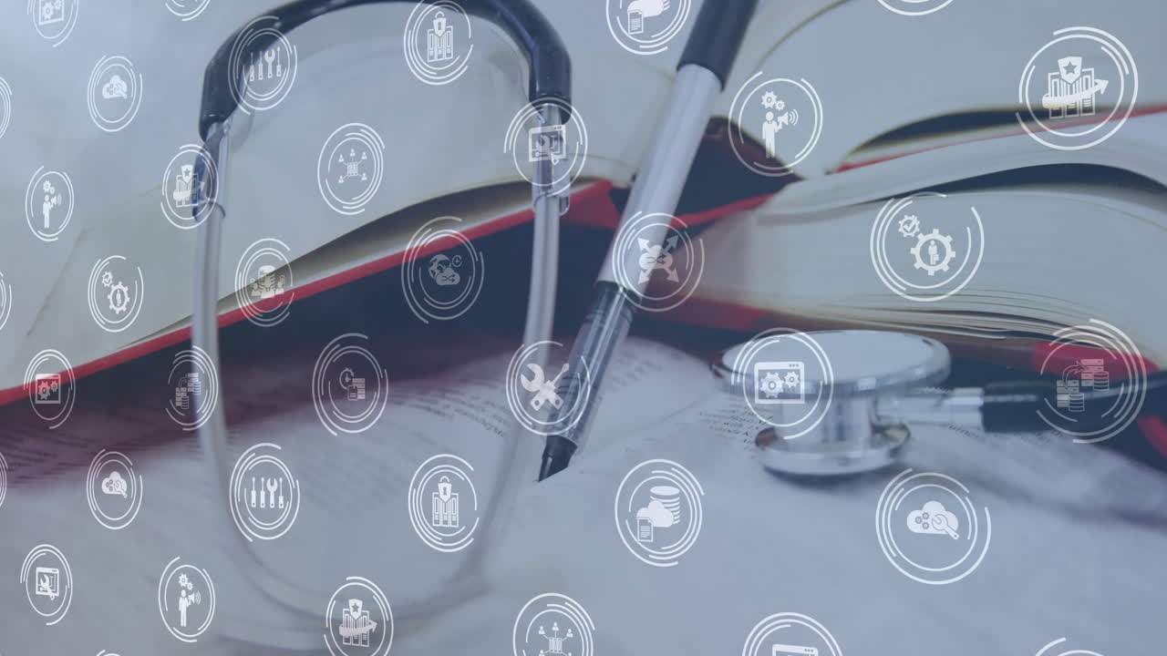 스테토스코프를 통해 미디어 아이콘의 애니메이션