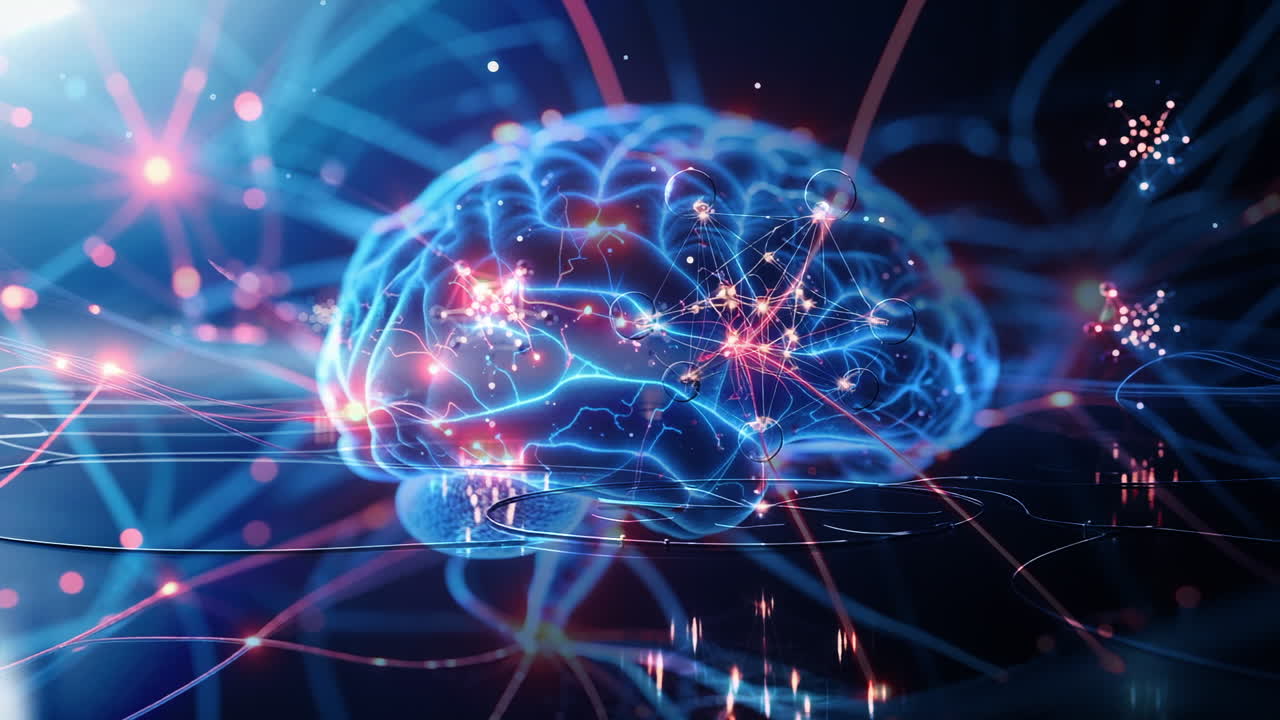 Artificial Intelligence Brain with Neural Network Connections