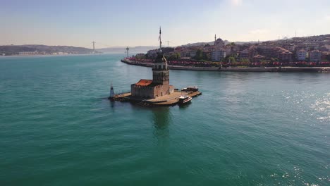aerial view of maiden's tower also known as leander's tower from istanbul.