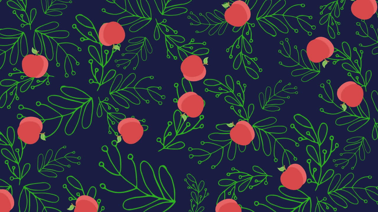 varios iconos de manzana cayendo contra un fondo azul