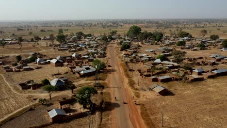 pull back aerial view of dawako village in the kebi state of north-west nigeria