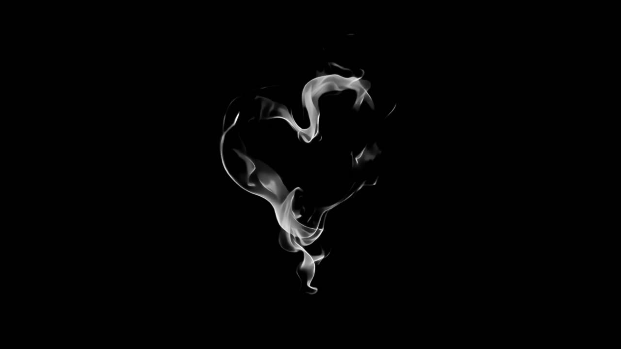 Sovrapposizione animata estetica a forma di cuore di fumo, video 4K trasparente, canale alfa, ProRes 4444