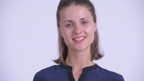 feliz joven hermosa mujer de negocios