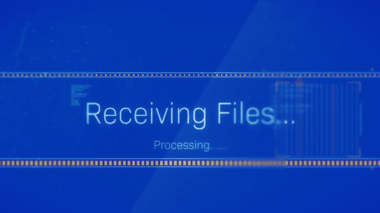 Animation of data processing on blue background
