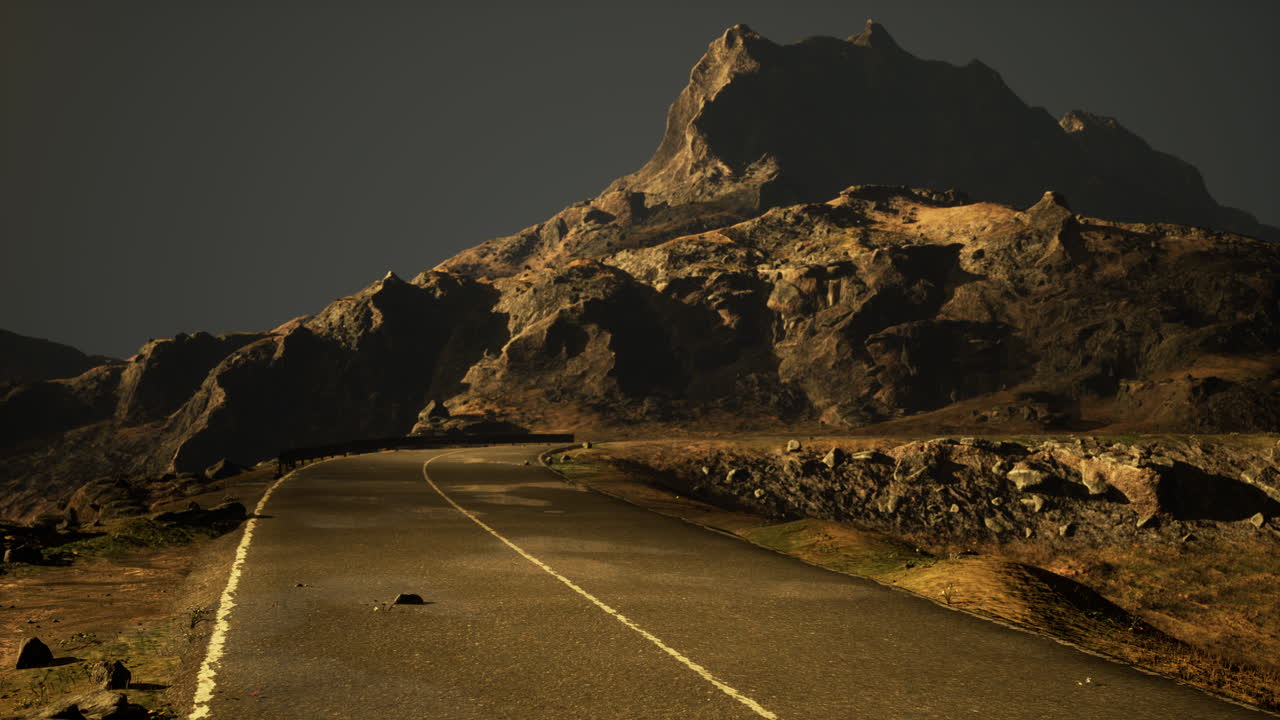 아름다운 산악 풍경을 가로지르는 시골 도로