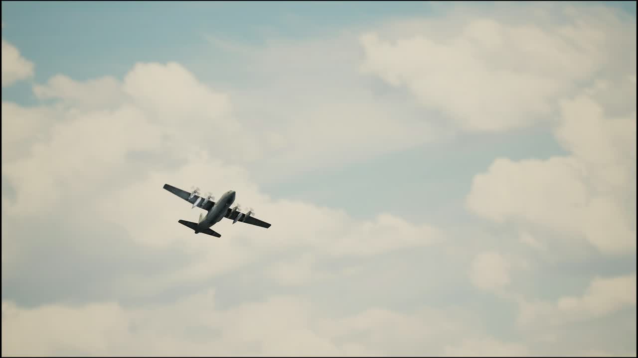 Airplane Flying Through Clouds Background. 3D Video Animation